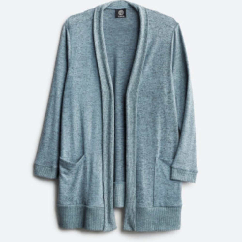 BOBEAU Jemmy Brushed Open Pocket Cardigan  2X | Light Blue
